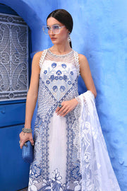 3 Piece Unstitched Embroidered Paper Cotton Suit | D-2510-sky