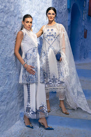 3 Piece Unstitched Embroidered Paper Cotton Suit | D-2510-sky