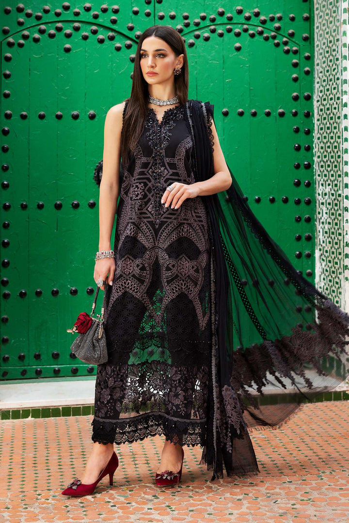 3 Piece Unstitched Embroidered Lawn Suit | D-2512-Black