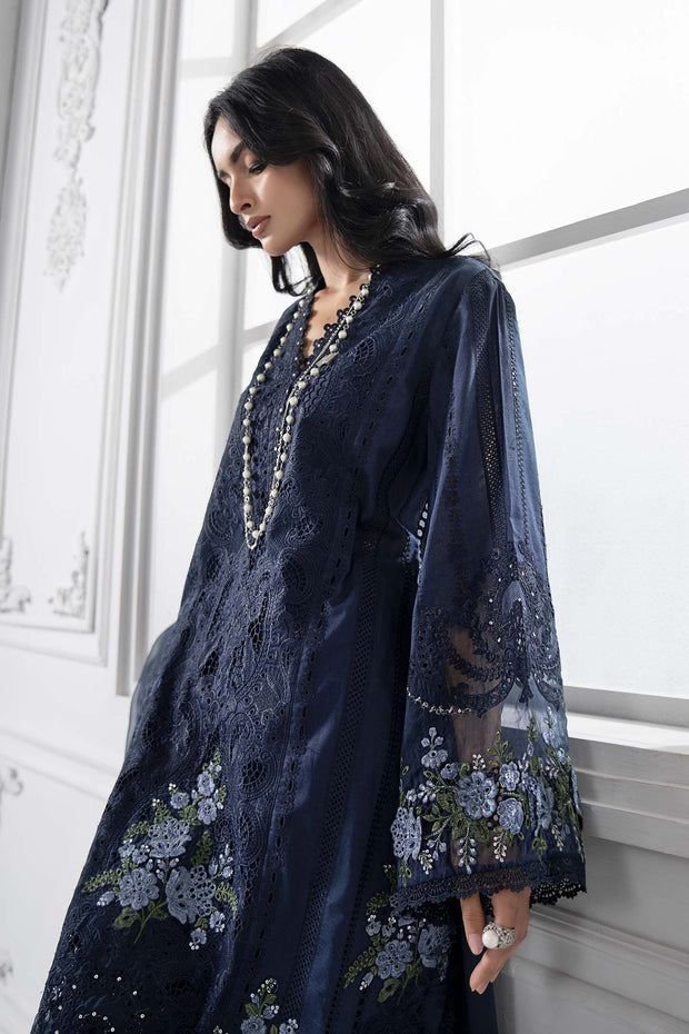 3 Piece Embroidered Lawn Suit | DS-2504-navi blue