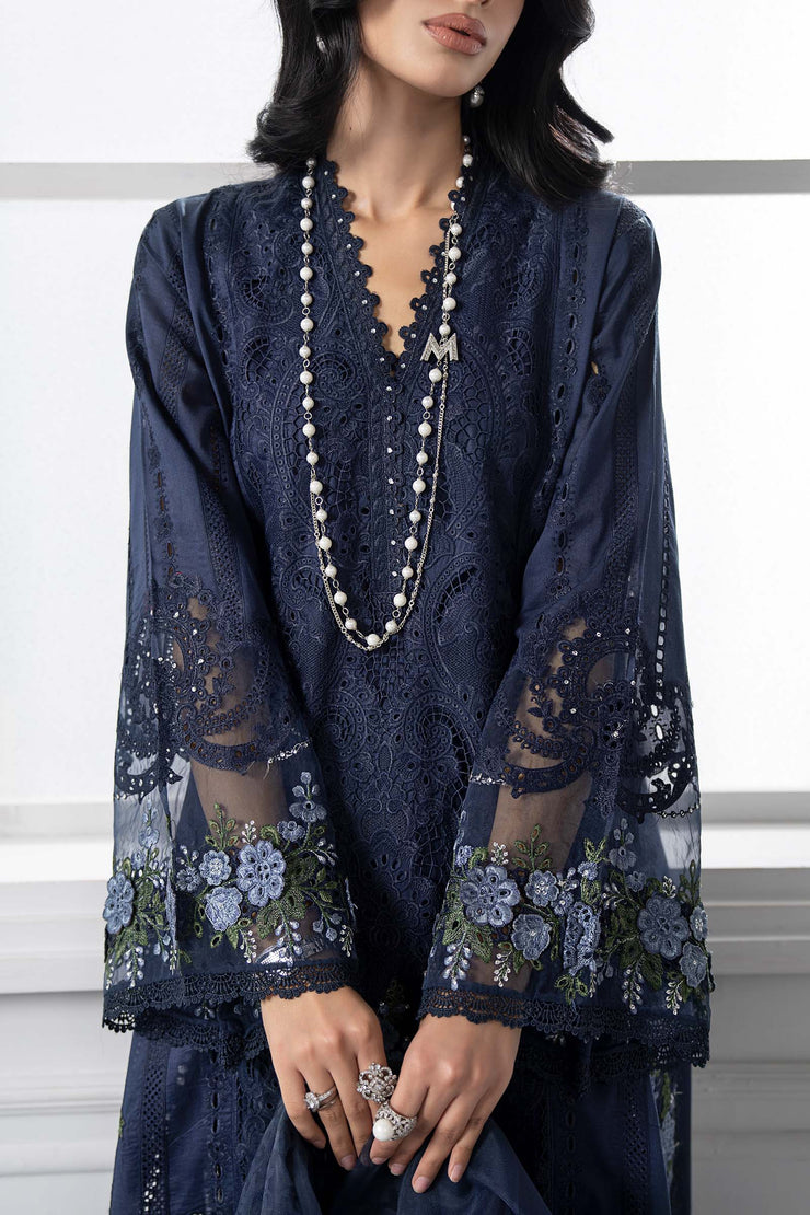 3 Piece Embroidered Lawn Suit | DS-2504-navi blue