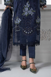 3 Piece Embroidered Lawn Suit | DS-2504-navi blue