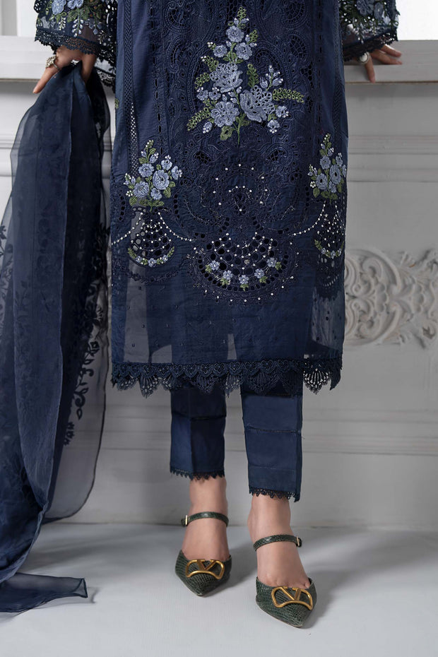 3 Piece Embroidered Lawn Suit | DS-2504-navi blue