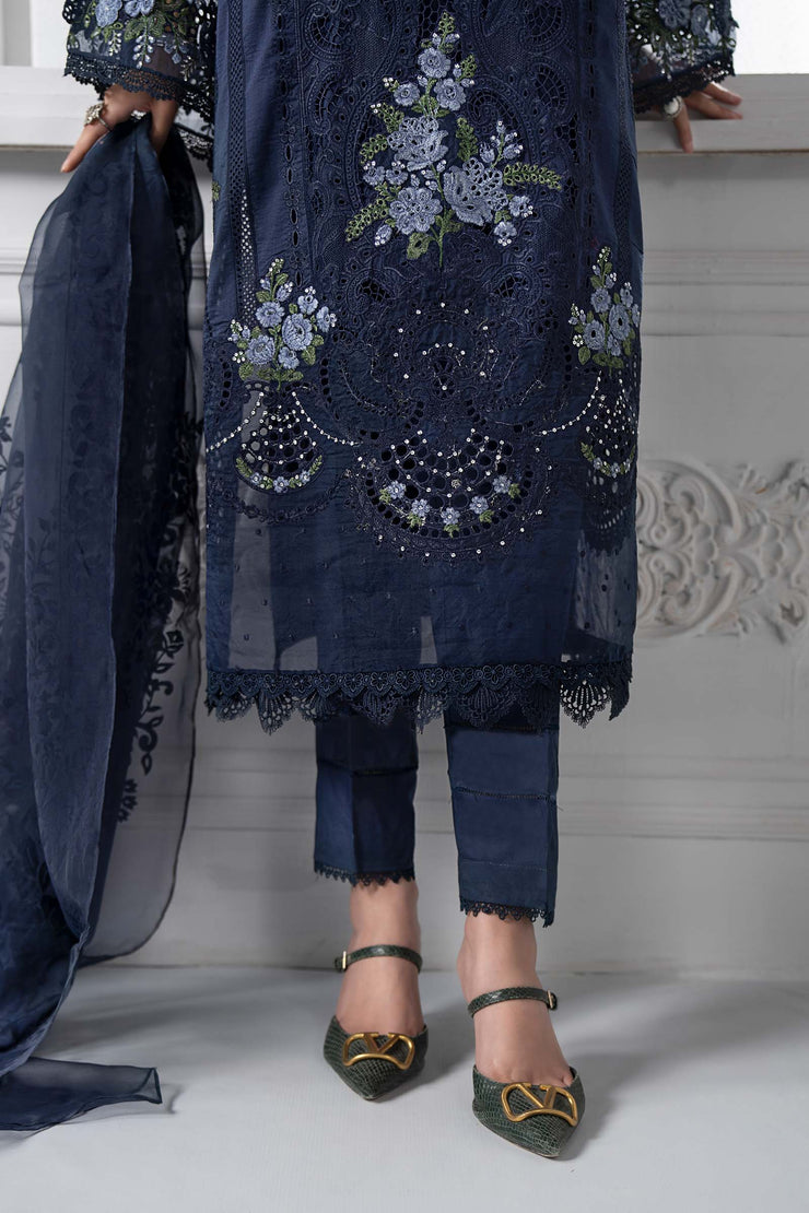 3 Piece Embroidered Lawn Suit | DS-2504-navi blue