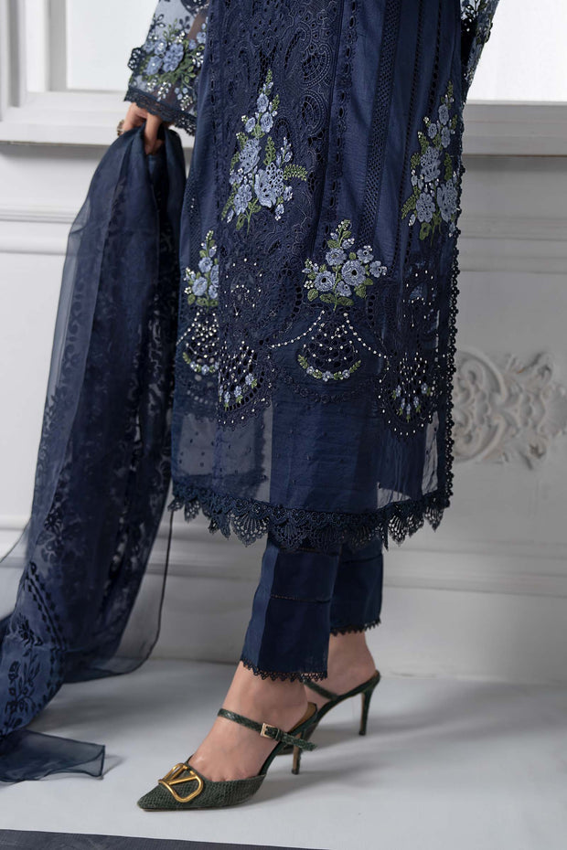 3 Piece Embroidered Lawn Suit | DS-2504-navi blue
