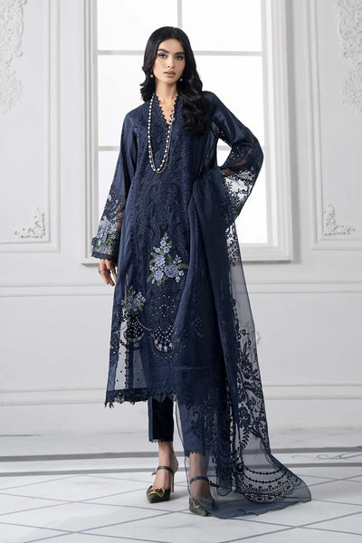 3 Piece Embroidered Lawn Suit | DS-2504-navi blue