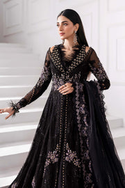3 Piece Unstitched Embroidered Organza MC BLACK