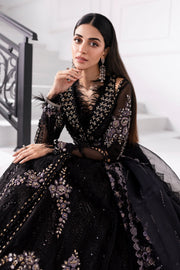 3 Piece Unstitched Embroidered Organza MC BLACK