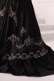 3 Piece Unstitched Embroidered Organza MC BLACK