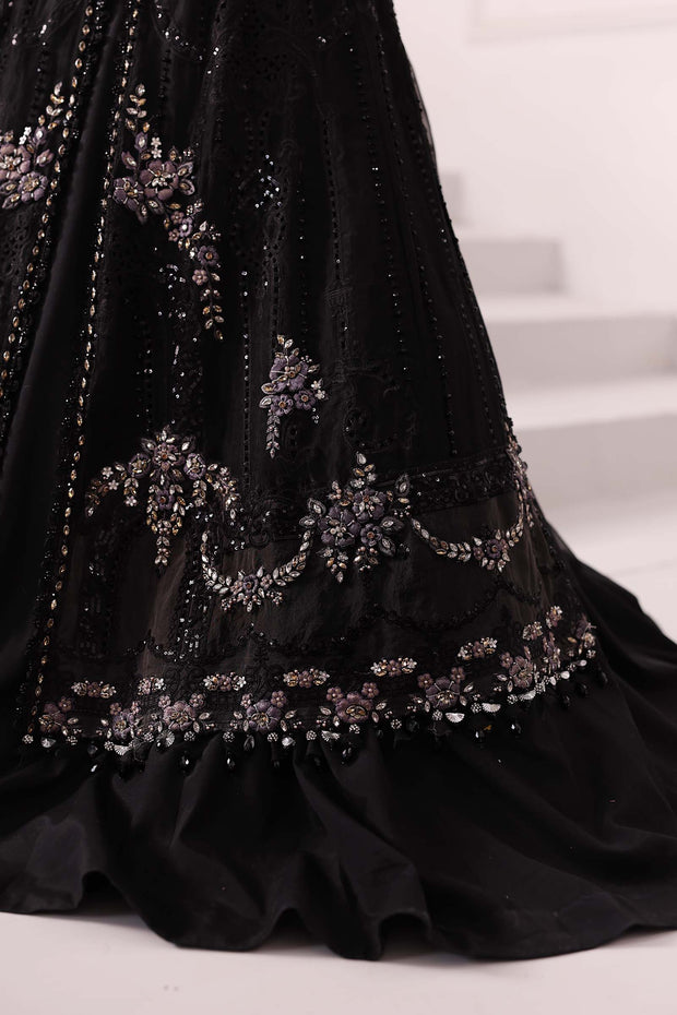 3 Piece Unstitched Embroidered Organza MC BLACK