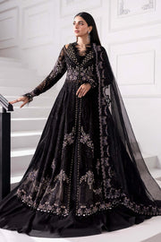 3 Piece Unstitched Embroidered Organza MC BLACK