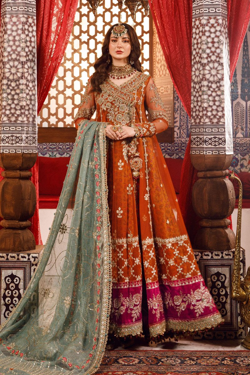 Orange and 2024 pink pakistani dress